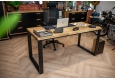 DEERHORN® Kancelársky stôl z dubového dreva a čierneho kovu bez zásteny